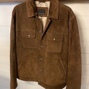 Suede Banana Republic “trucker” jacket.